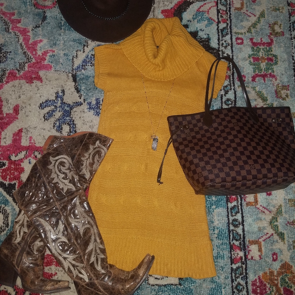 BLACK FRIDAY Small Mustard Vici Sweater Dress
